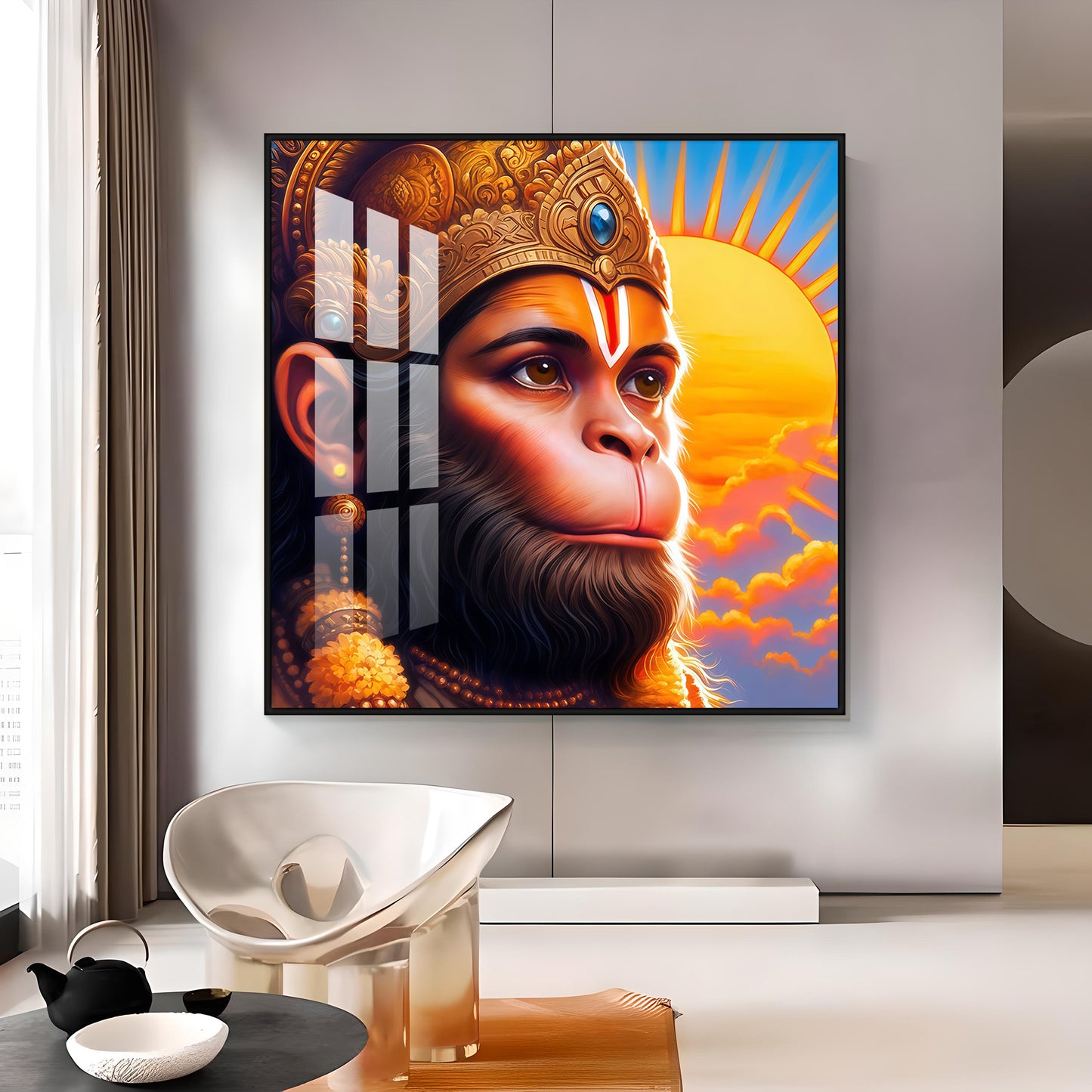 Jai Shri Bajarang Bali Premium Acrylic Square Wall Art
