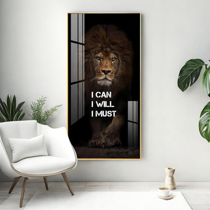 Be Like a Lion Premium Acrylic Vertical Wall Art - 30X16 inches / Gold