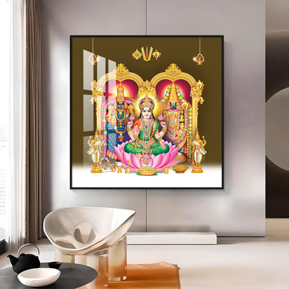 Balaji Padamavathi with kuber Laxmi Premium Acrylic Square Wall Art