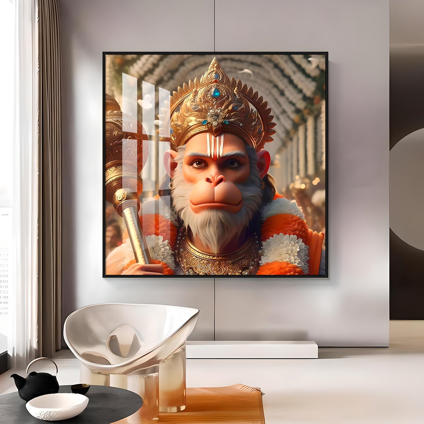 Ram Bhakt Hanuman Premium Acrylic Square Wall Art