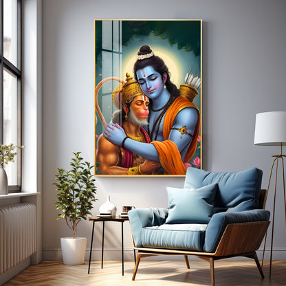 Lord Rama And Hanuman Brotherhood Premium Acrylic Wall Art