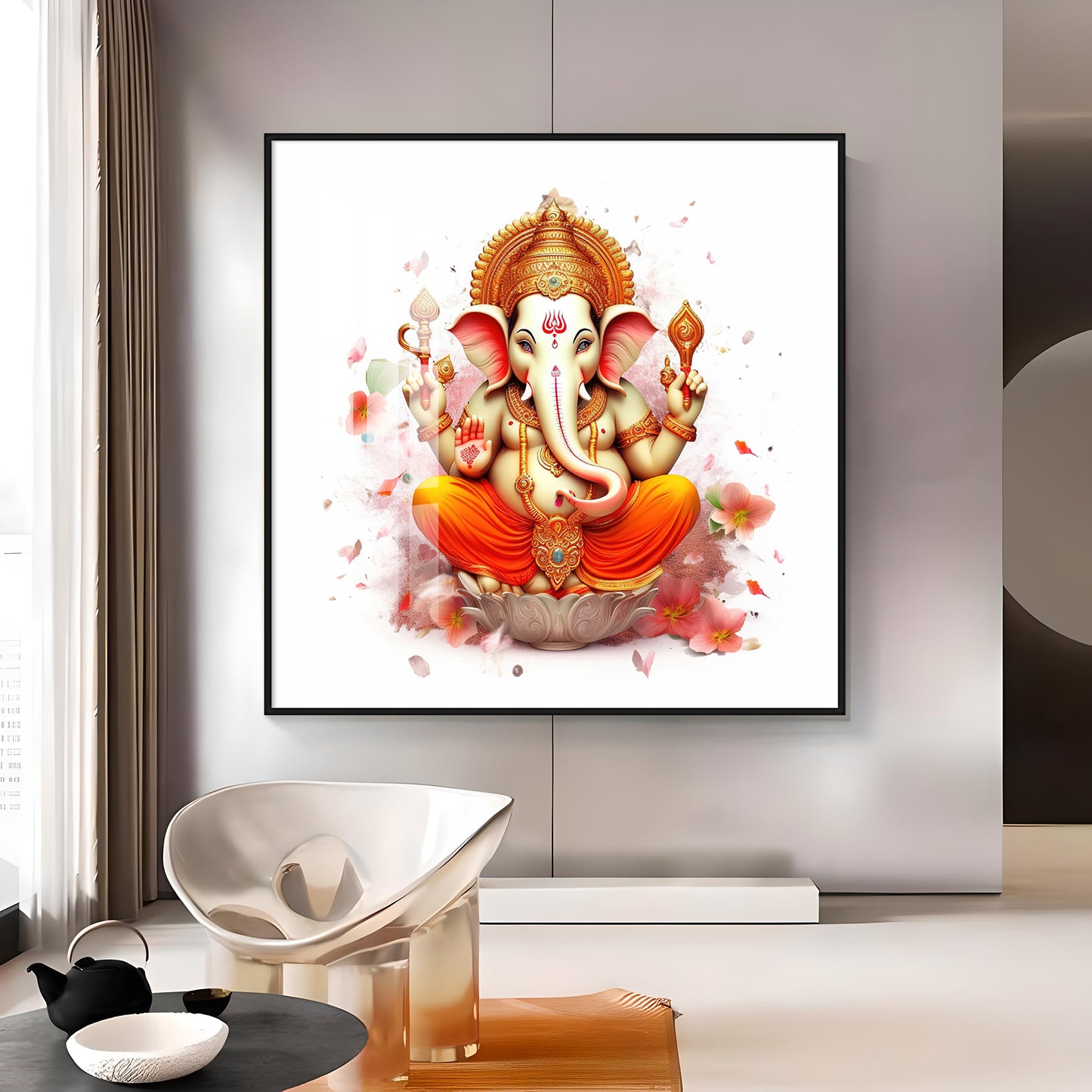 Shiv Putra Ganesh Premium Acrylic Square Wall Art