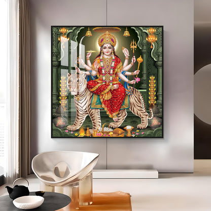 Goddess on Tiger Premium Acrylic Square Wall Art