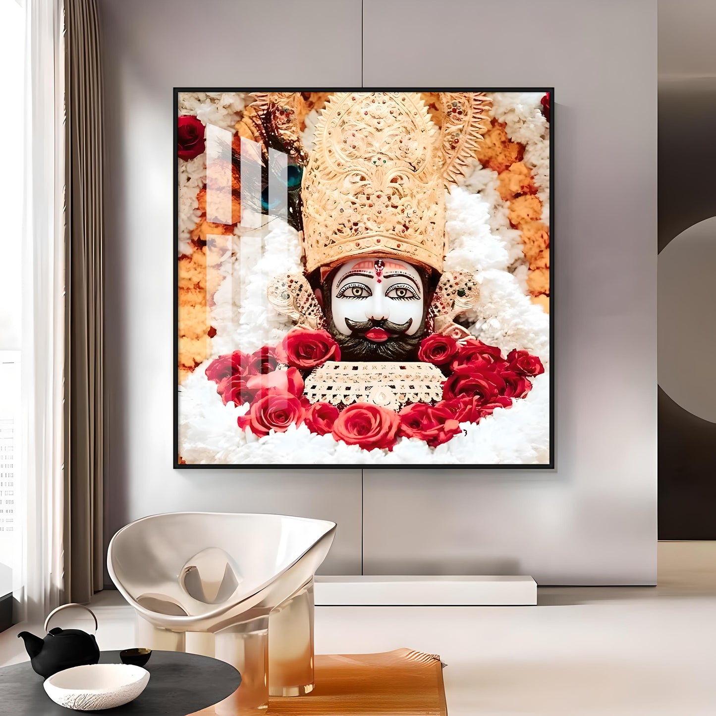 Lord Khatu Shyam Premium Acrylic Square Wall Art