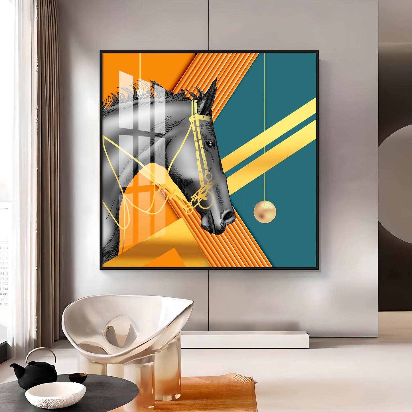 Black Horse Premium Acrylic Square Wall Art