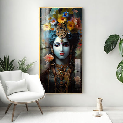 Jai Shree Krishna Premium Acrylic Vertical Wall Art