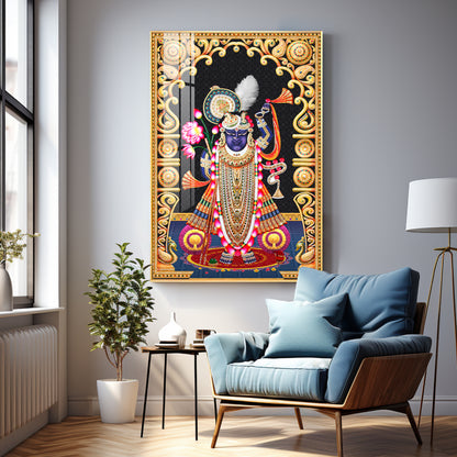 Celestial Krishna Premium Acrylic Vertical Wall Art