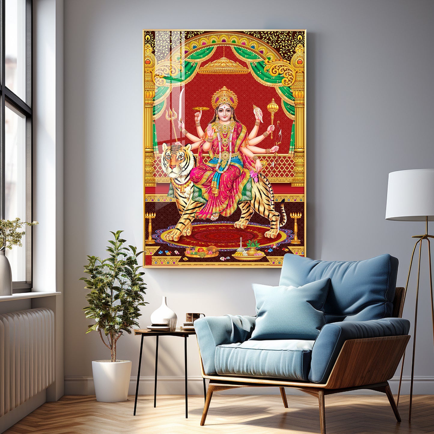 Divine Resonance Of Maa Durga Premium Acrylic Vertical Wall Art