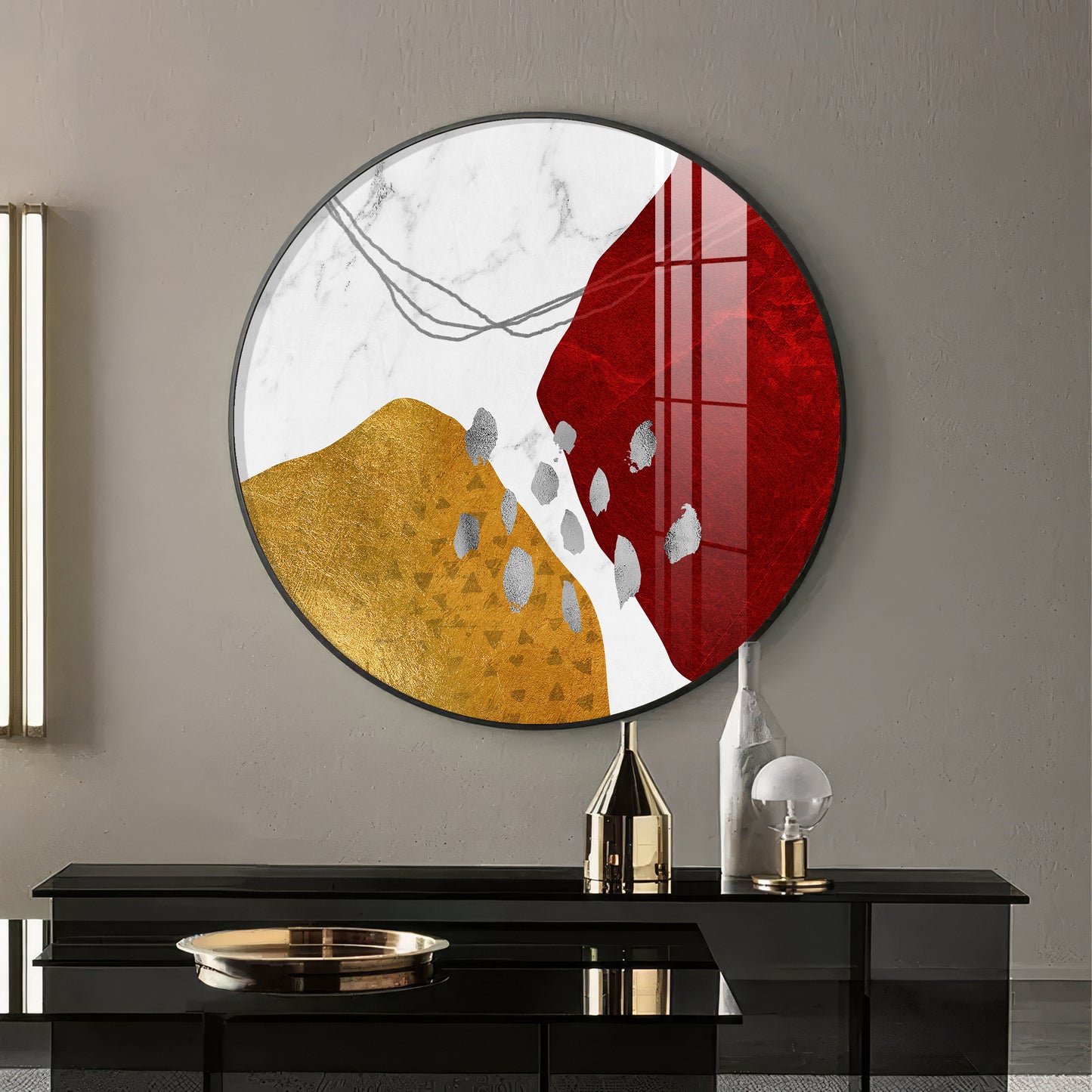 Crimson Elegance Premium Acrylic Round Wall Art