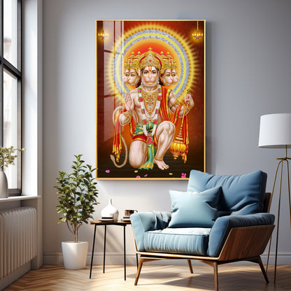 Divine Lord Hanuman Premium Vertical Acrylic Wall Art