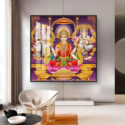 Ethereal Laxmi Ji Elegance Premium Acrylic Square Wall Art