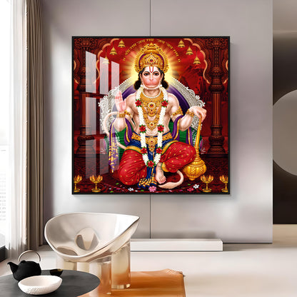 Lord Hanuman Ethereal Blessings Premium Acrylic Square Wall Art