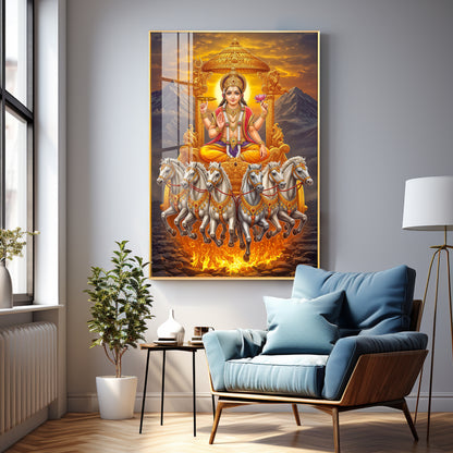 Divine Surya Dev Premium Acrylic Vertical Wall Art