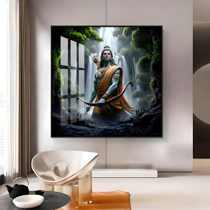 Shree Ram With Bow & Arrow Premium Acrylic Square Wall Art