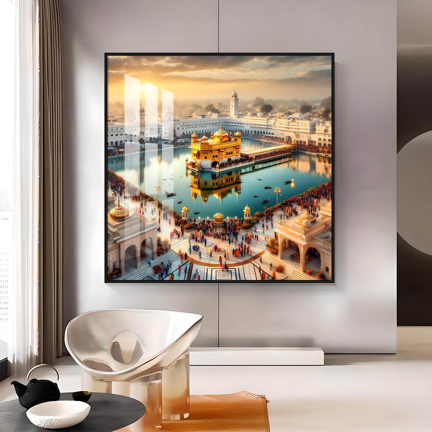 Divine Golden Temple Premium Acrylic Square Wall Art