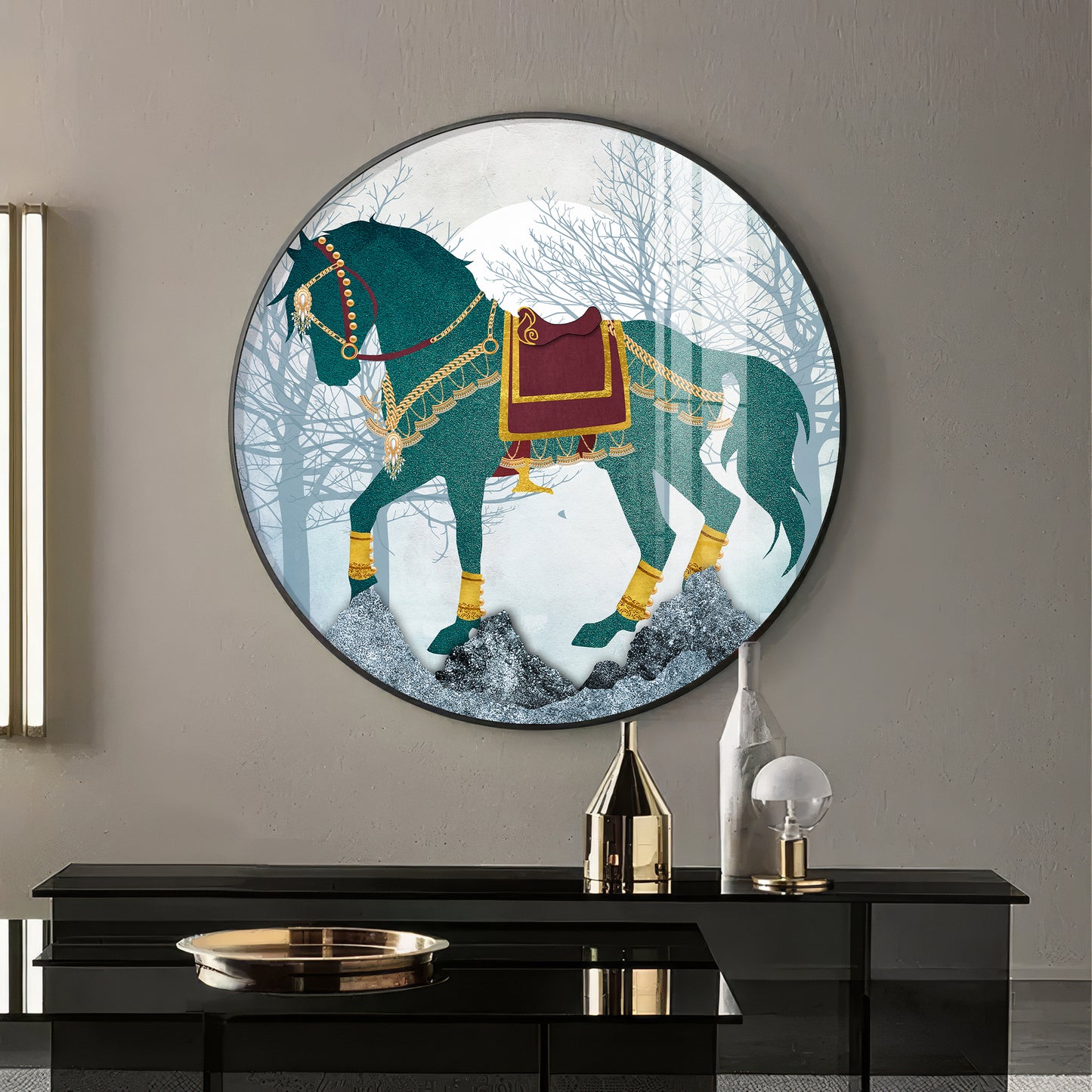 Horse Haven Premium Acrylic Round Wall Art