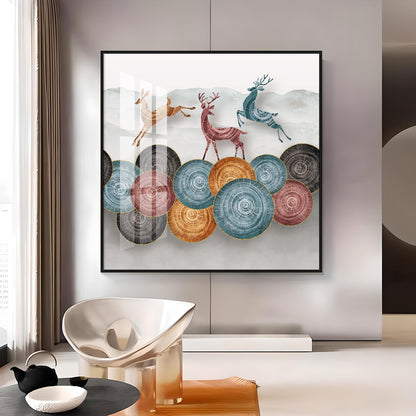 Jumping Deer Premium Acrylic Square Wall Art