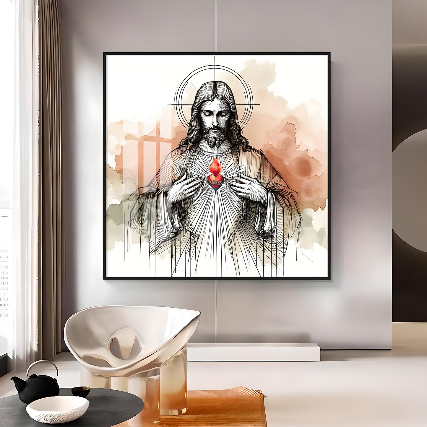 Sketch Spirit of Jesus Premium Acrylic Square Wall Art