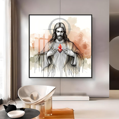 Sketch Spirit of Jesus Premium Acrylic Square Wall Art