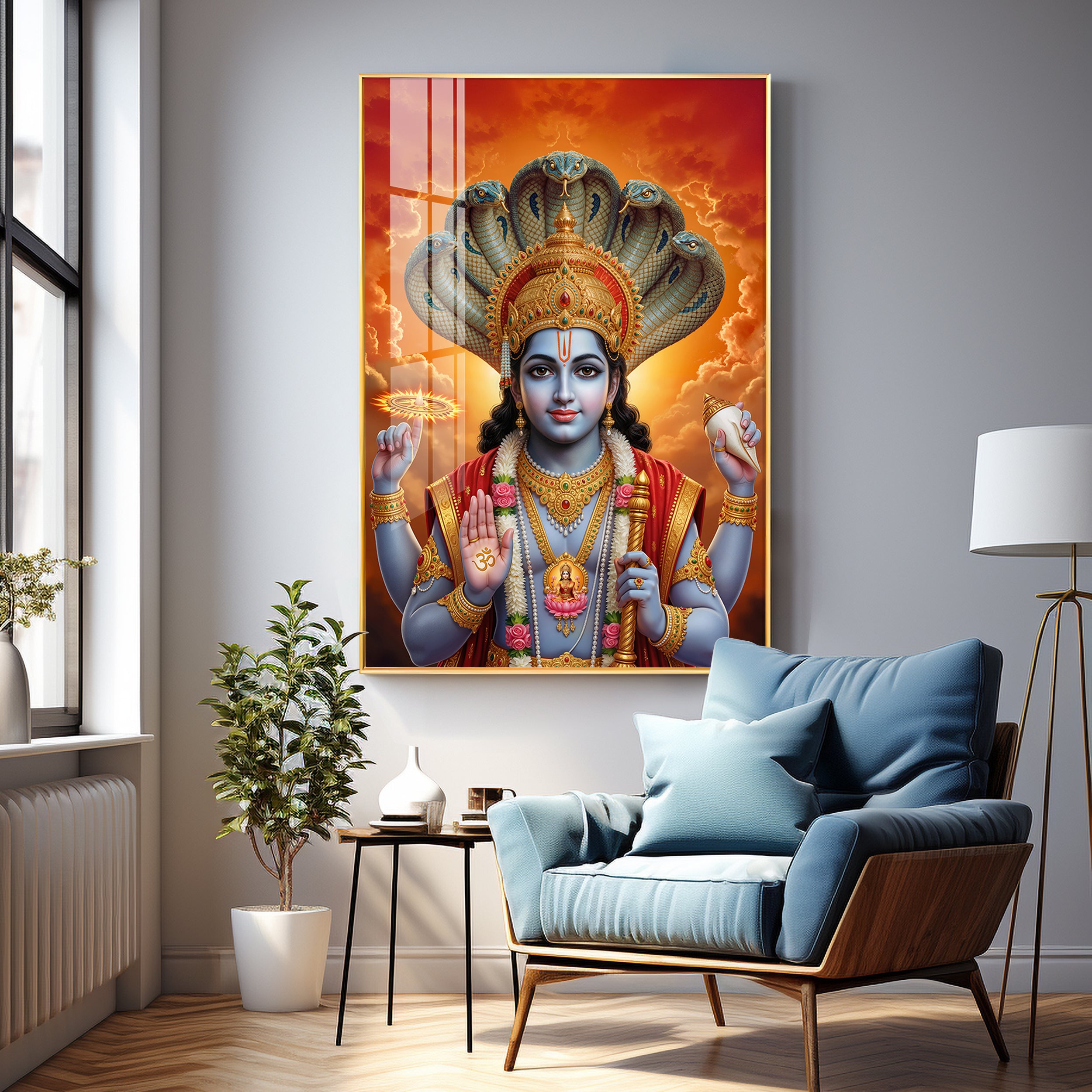 Lord Vishnu Premium Acrylic Vertical Wall Art