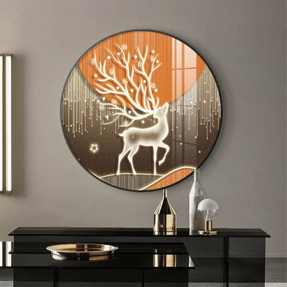 Luminious Deer Premium Acrylic Round Wall Art