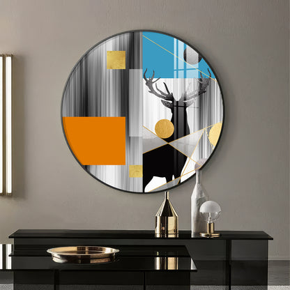 Circular Deer Premium Acrylic Round Wall Art