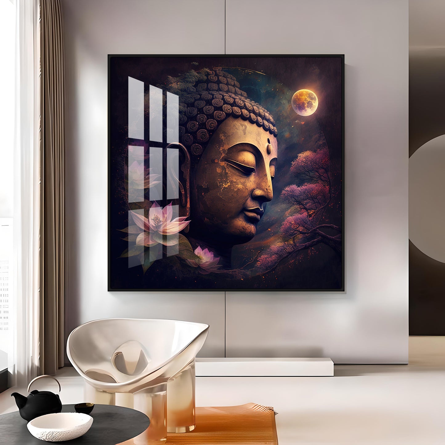 Lord Buddha Peaceful Premium Acrylic Square Wall Art