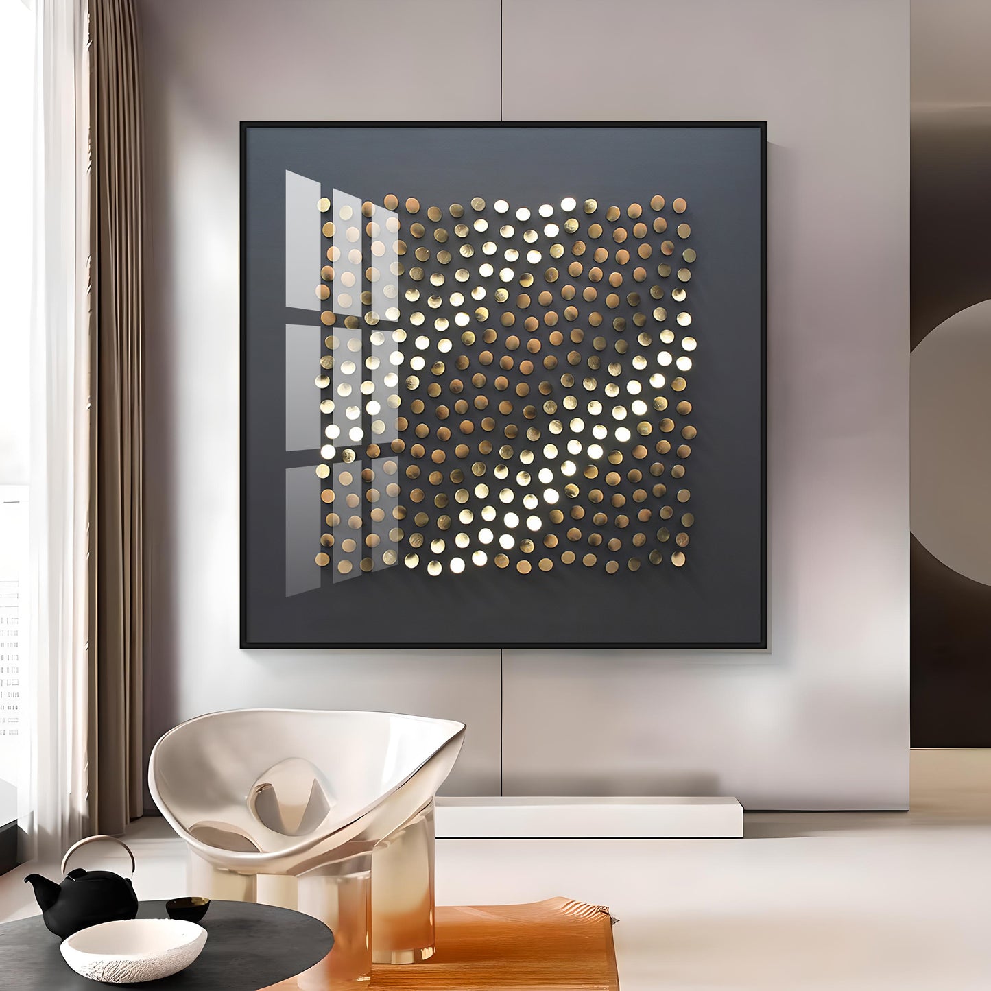 Golden Pebbles Premium Acrylic Square Wall Art