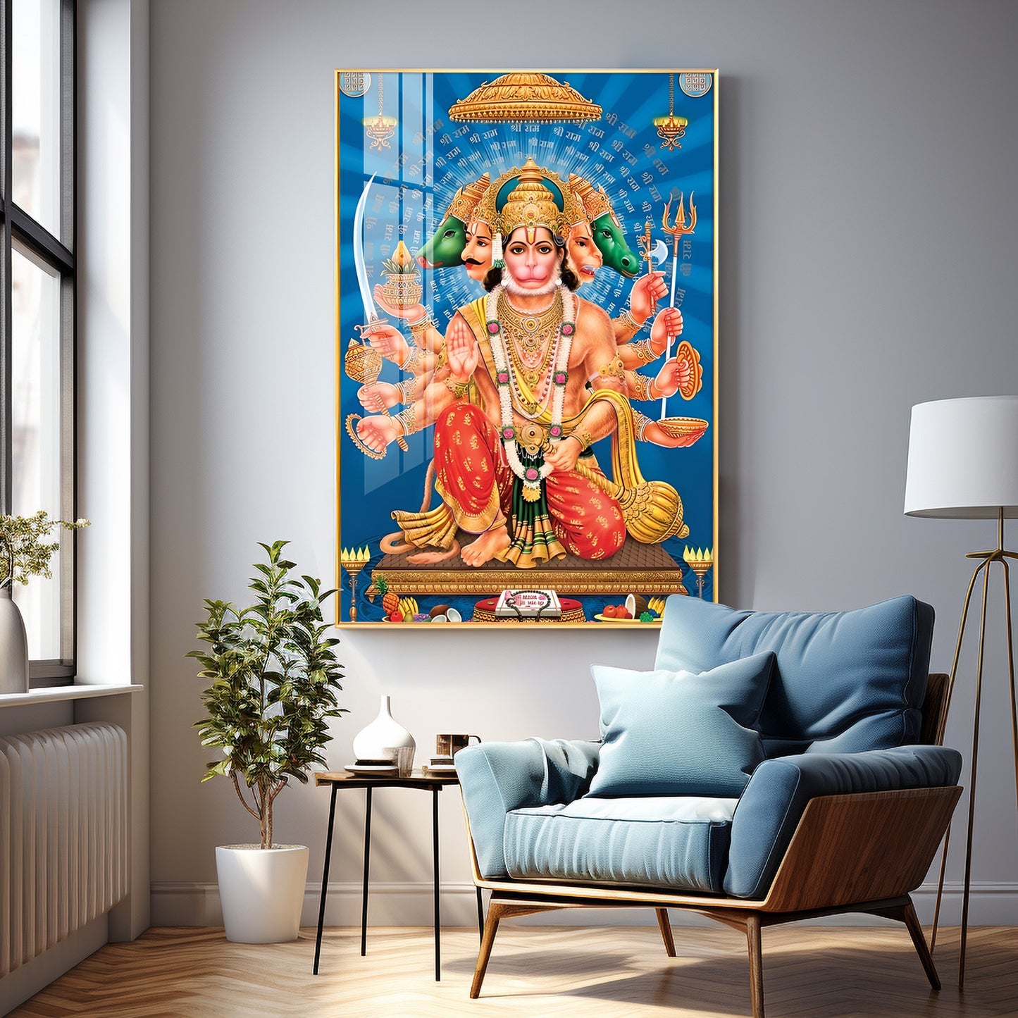 Panchmukhi Hanuman Premium Acrylic Vertical Wall Art