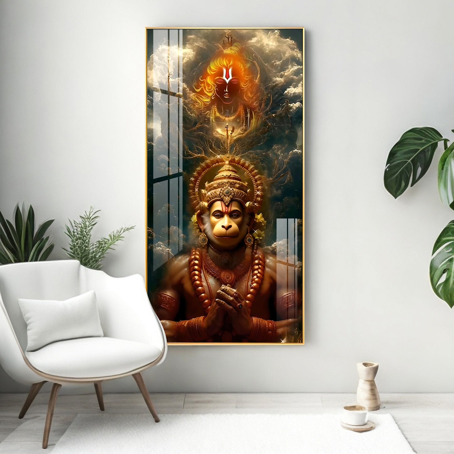 Sankatmochan Hanuman Premium Acrylic Vertical Wall Art