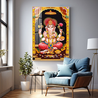 Sacred Ganesha Premium Acrylic Vertical Wall Art