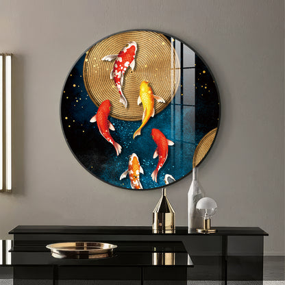 Koi Harmony Premium Acrylic Round Wall Art