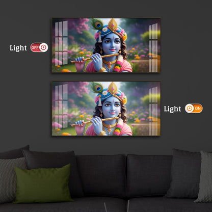 Krishna Ji Modern Luxury Backlight Horizontal Wall Art