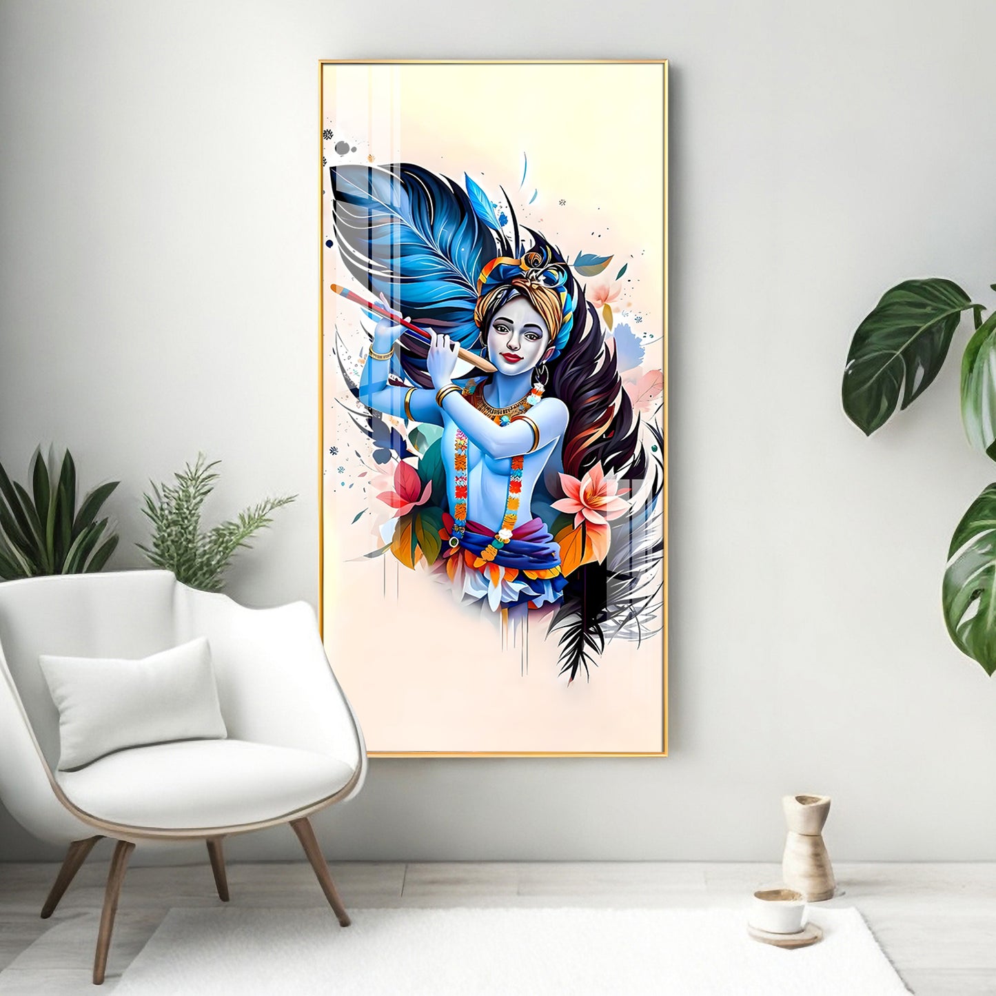 Colorful Krishna Premium Acrylic Vertical Wall Art