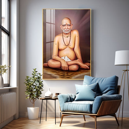 Noir Reflection Shri Swami Samartha Premium Vertical Acrylic Wall Art