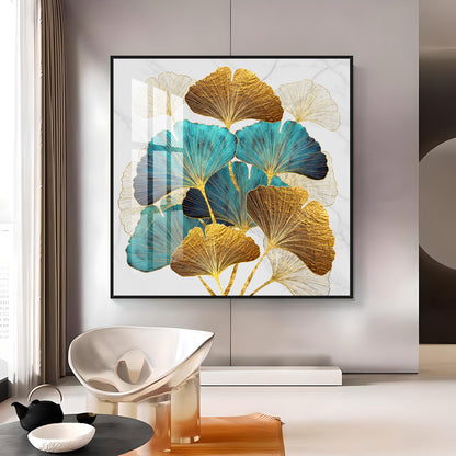 DIY Ginkgo Biloba Luxury Crystal Square Wall Art