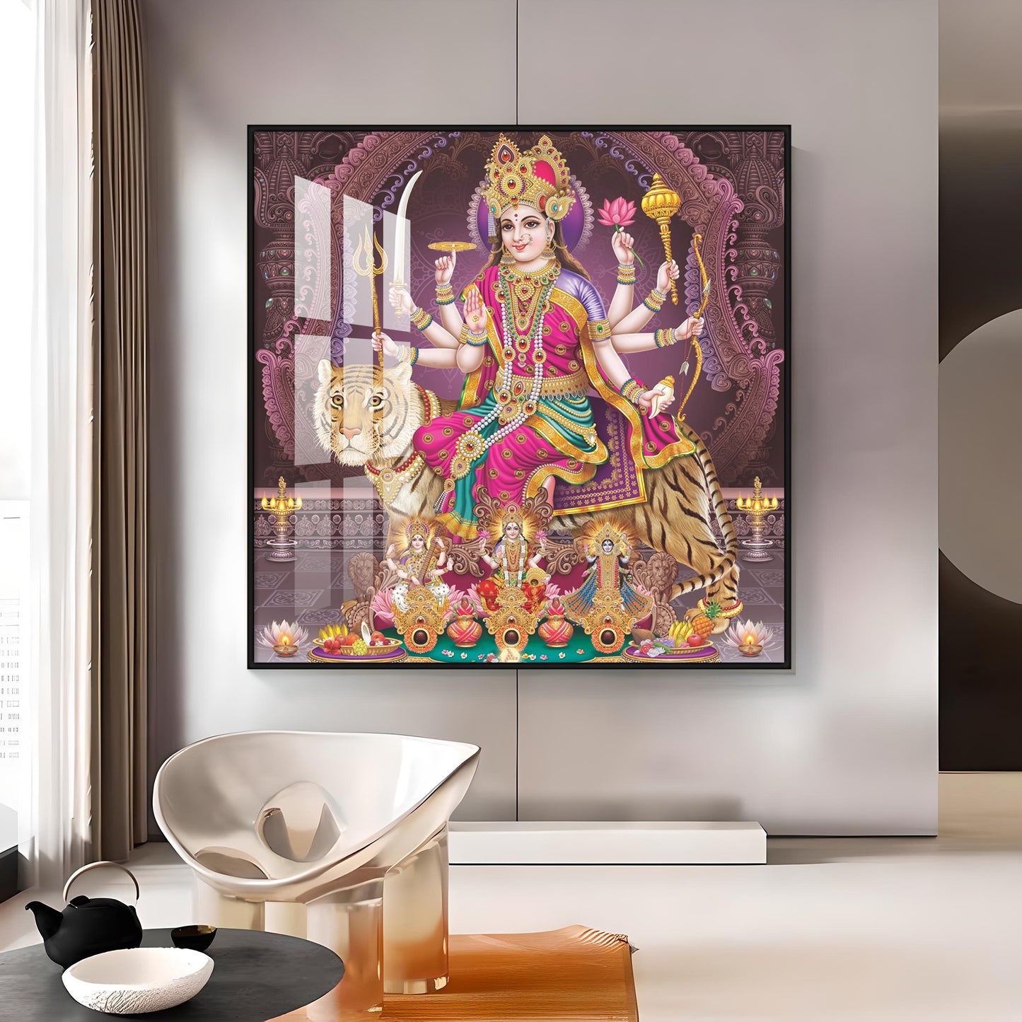 Maa Durga Premium Acrylic Square Wall Art