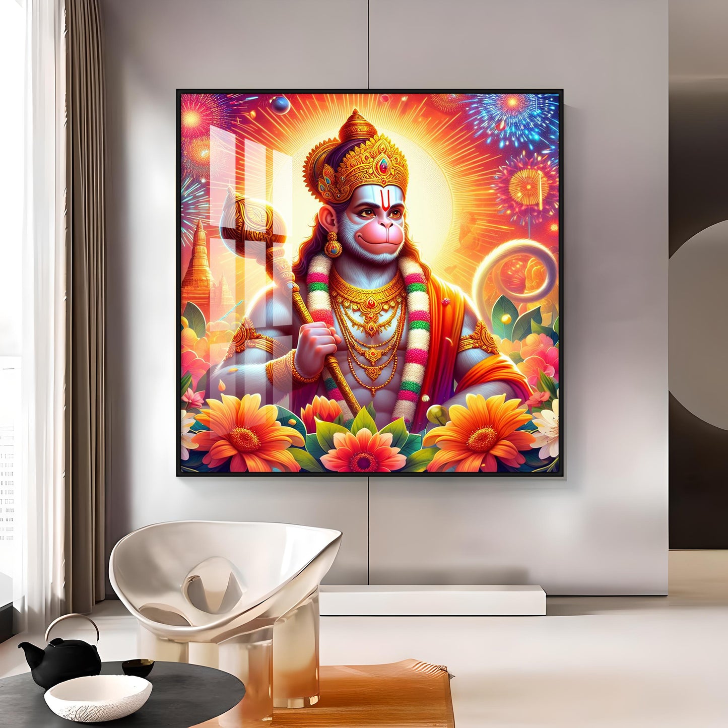 Jai Hanuman Premium Acrylic Square Wall Art