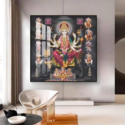Goddess Durga Avatar Premium Acrylic Square Wall Art