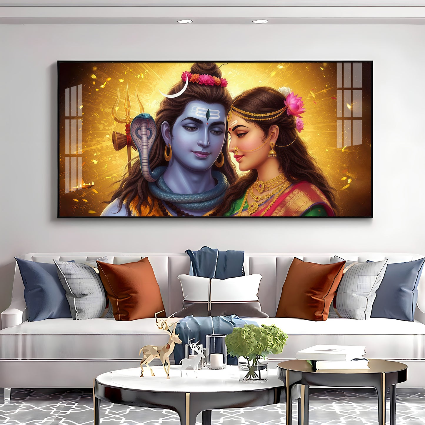 Divine Shiv Paravati Premium Acrylic Horizontal Wall Art