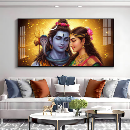 Divine Shiv Paravati Premium Acrylic Horizontal Wall Art