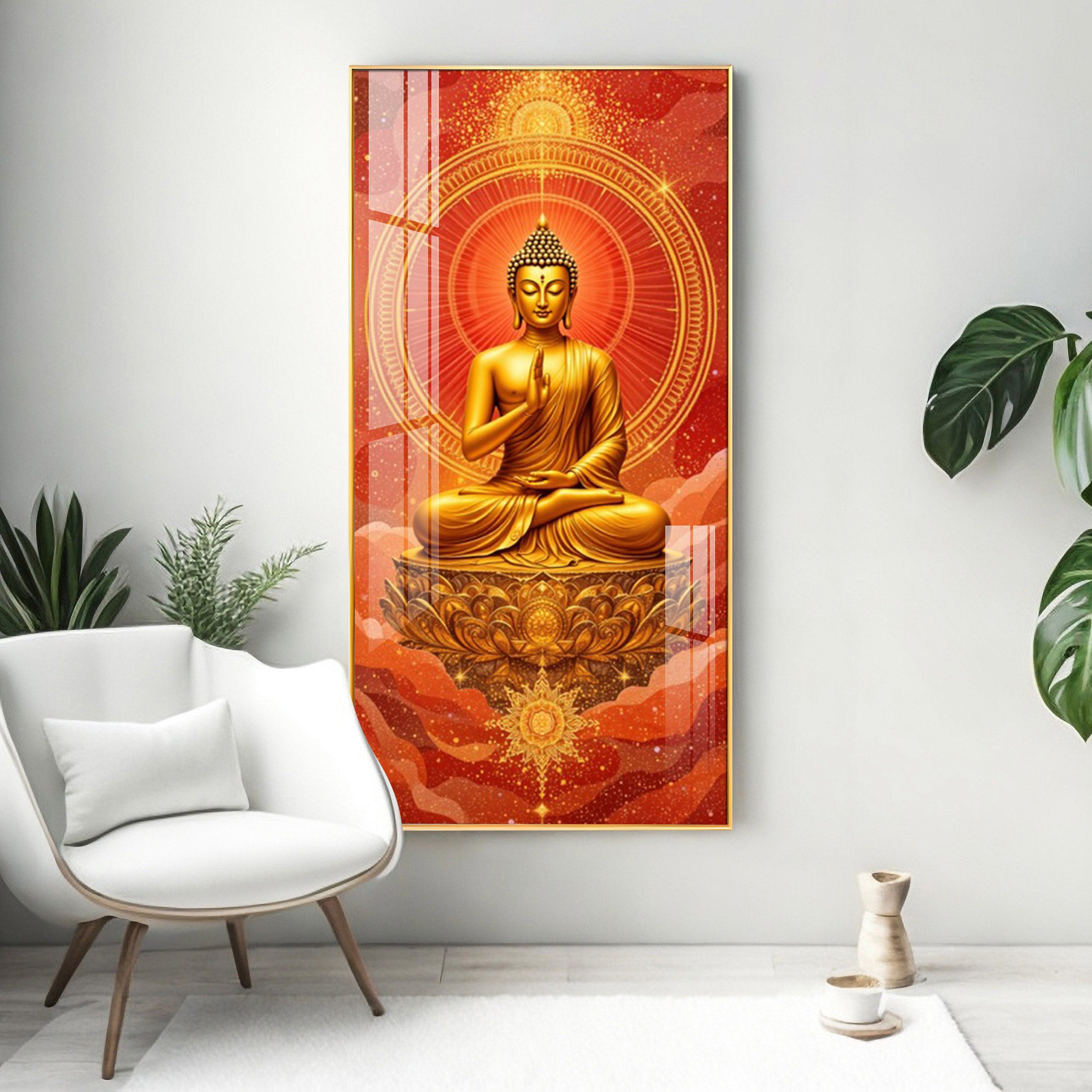 Crimson Buddha Premium Acrylic Vertical Wall Art