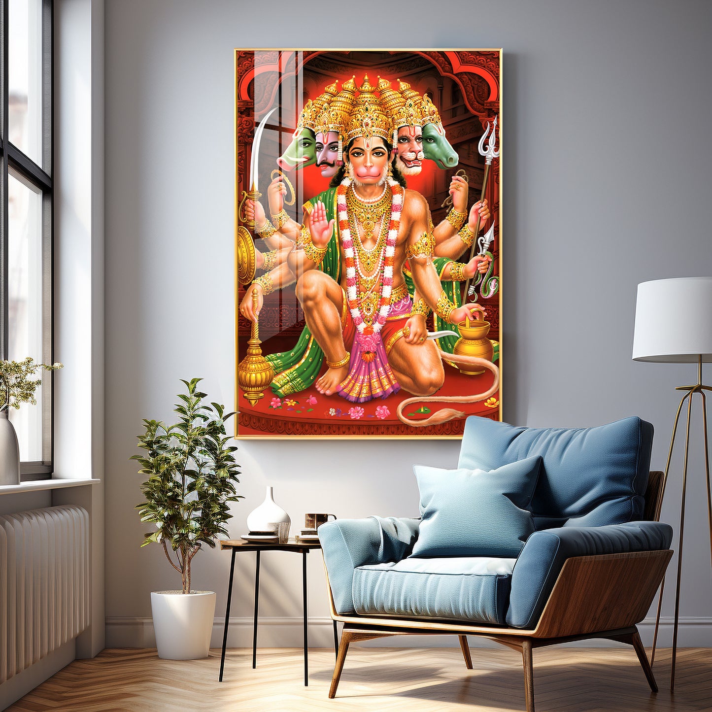 Divine Presence Of Lord Hanuman Premium Vertical Acrylic Wall Art