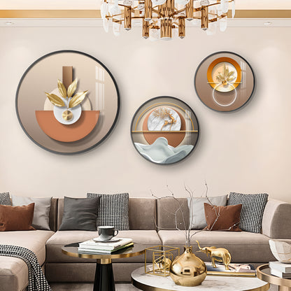Golden Plant Puups Premium Acrylic Round Wall Art (Set of 3)