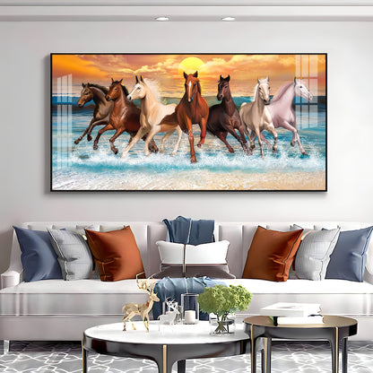 Vastu 7 Running Horses Premium Acrylic Horizontal Wall Art