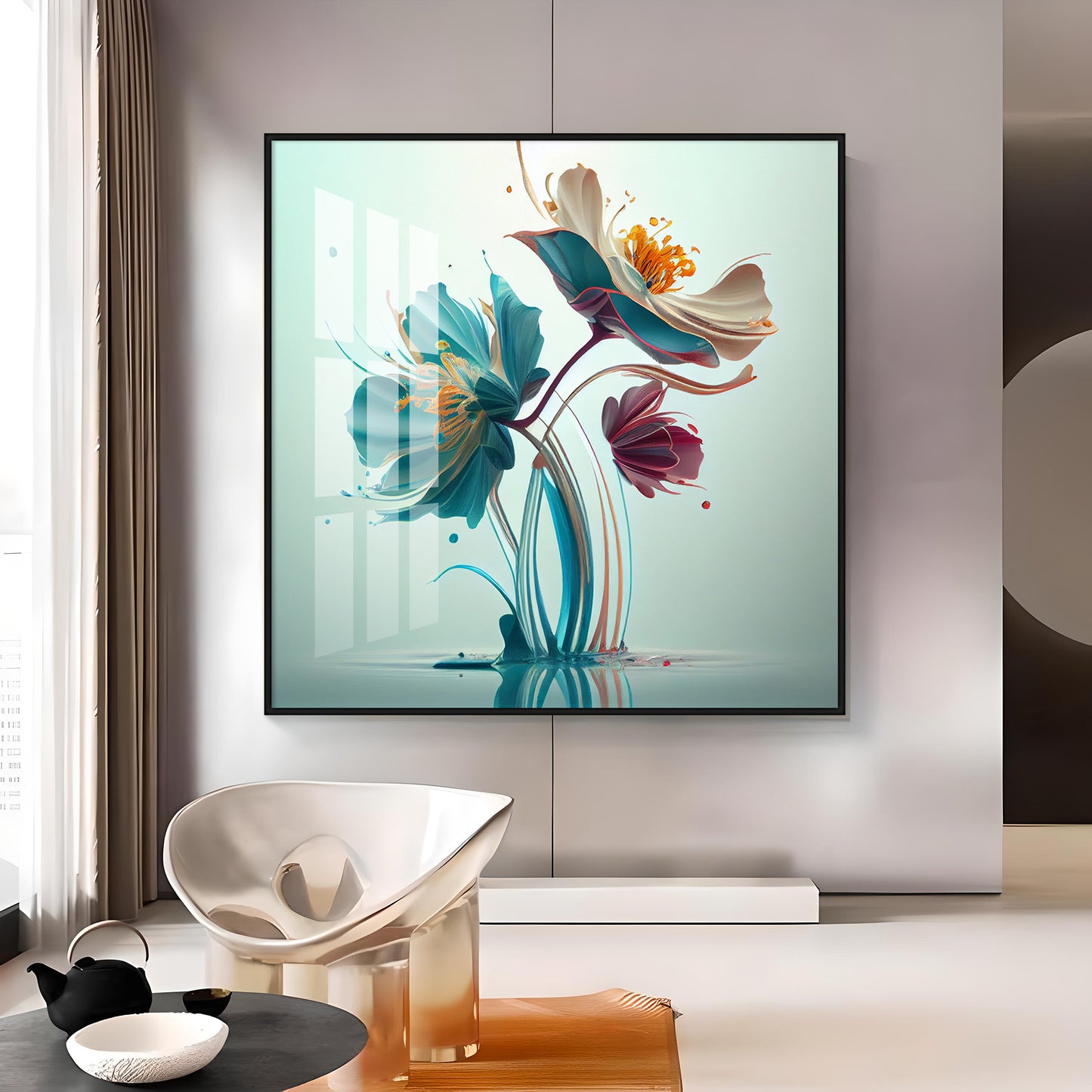 Beautiful Surrealistic Flowers Premium Acrylic Square Wall Art