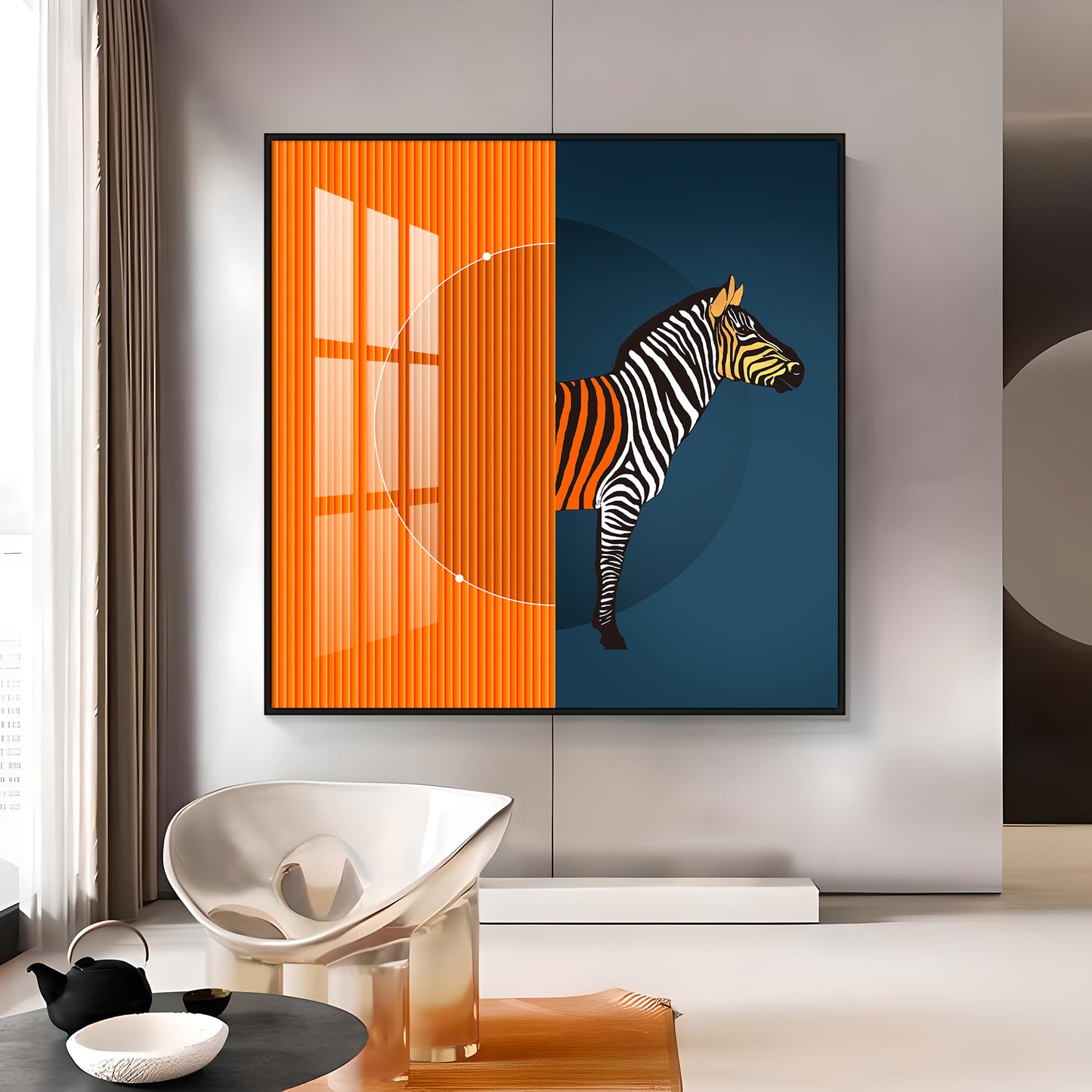 Zebra Abstract Geometric Premium Acrylic Square Wall Art