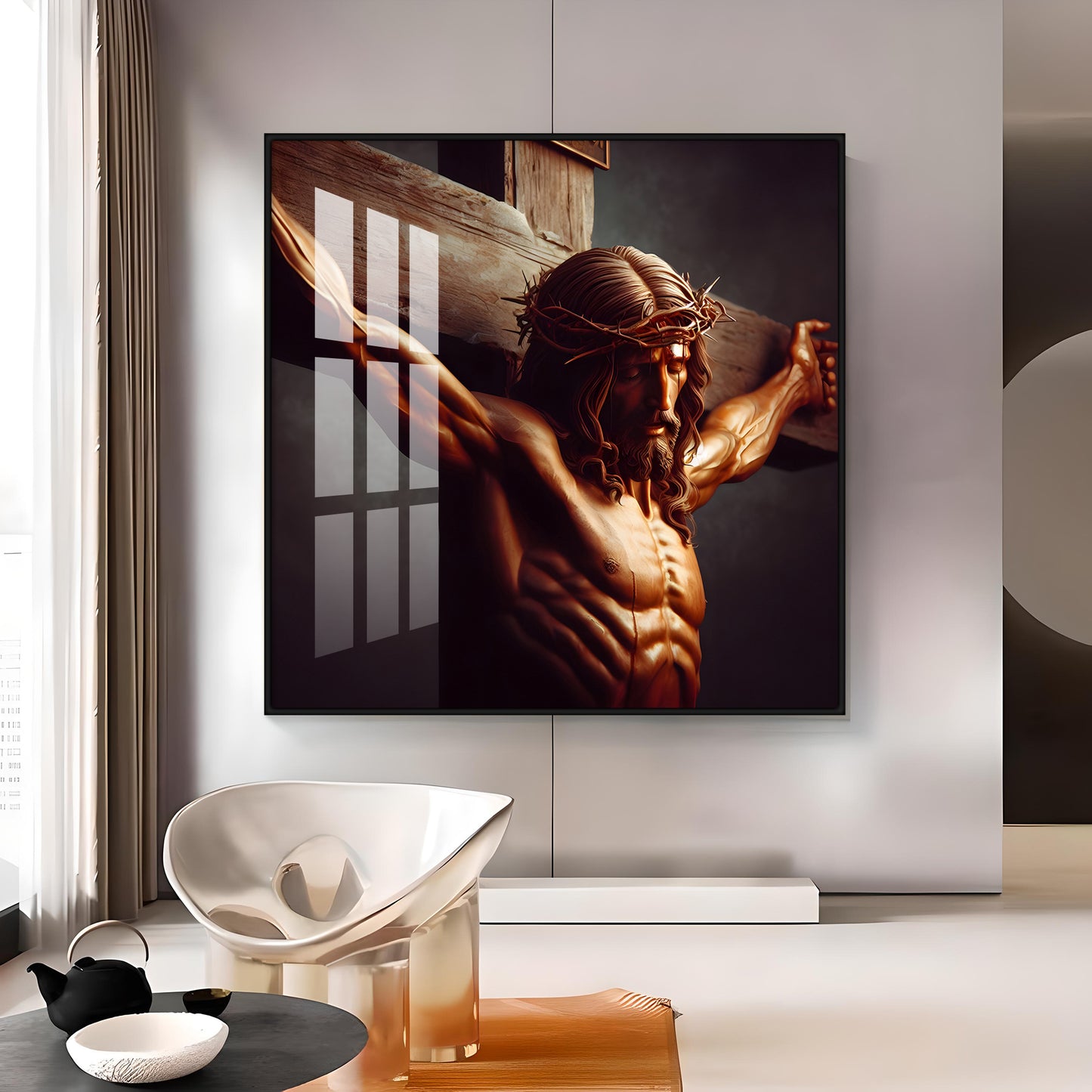 Christ on the Cross Premium Acrylic Square Wall Art