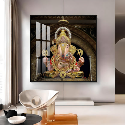 Lord Ganesh Serenity Premium Acrylic Square Wall Art