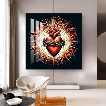 Fiery Love Frame Premium Acrylic Square Wall Art